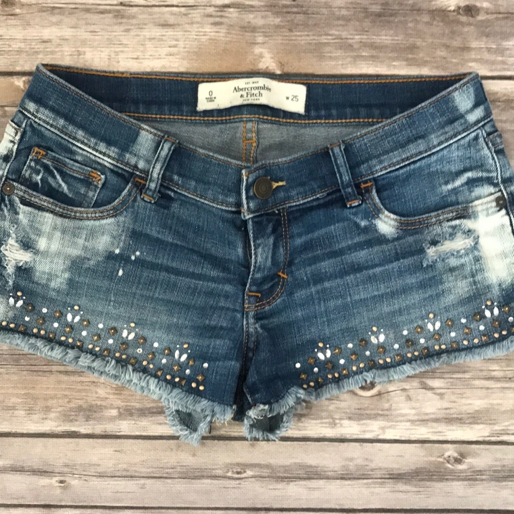 Abercrombie Detroyed Jeweled Jean Shorts